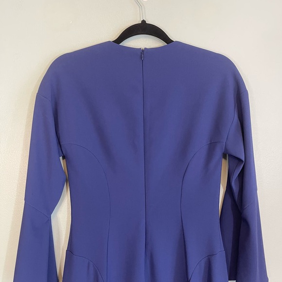 MOSCHINO Cheap And Chic Dress S/M A Line Crew Neck Zip Bell Sleeves Mini Blue - Picture 4 of 10